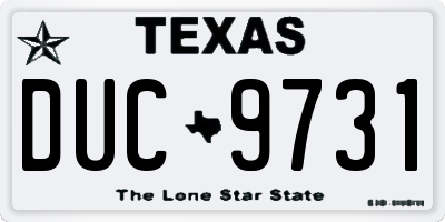 TX license plate DUC9731