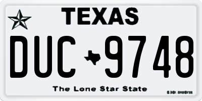 TX license plate DUC9748