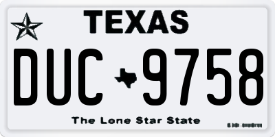TX license plate DUC9758