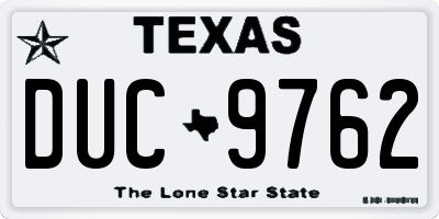 TX license plate DUC9762