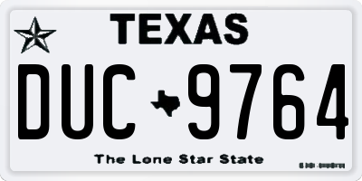 TX license plate DUC9764