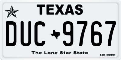 TX license plate DUC9767