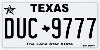 TX license plate DUC9777