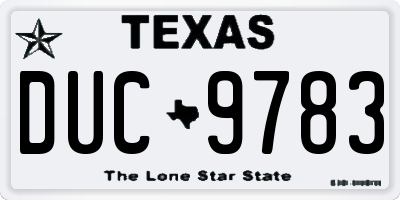TX license plate DUC9783