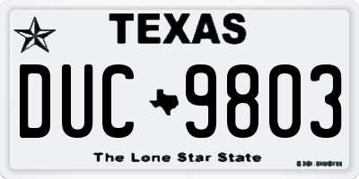 TX license plate DUC9803