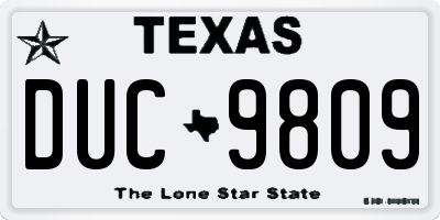 TX license plate DUC9809