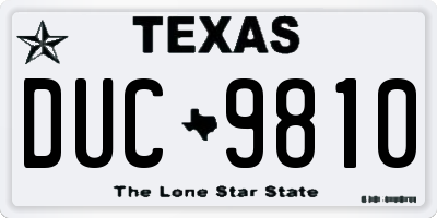 TX license plate DUC9810