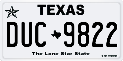 TX license plate DUC9822