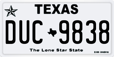 TX license plate DUC9838