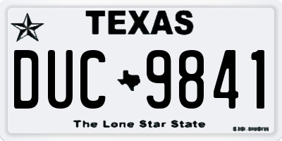 TX license plate DUC9841