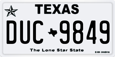 TX license plate DUC9849