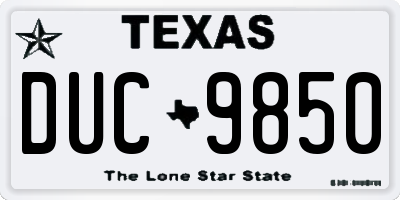 TX license plate DUC9850