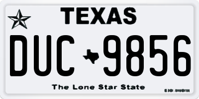 TX license plate DUC9856