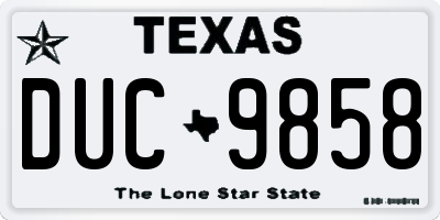 TX license plate DUC9858
