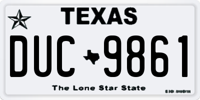 TX license plate DUC9861