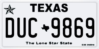 TX license plate DUC9869