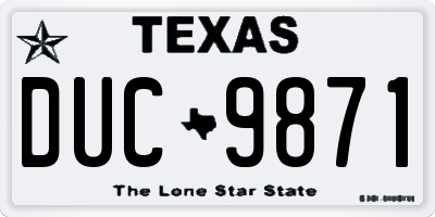 TX license plate DUC9871