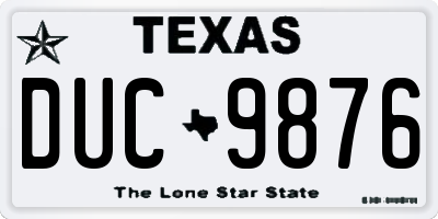 TX license plate DUC9876
