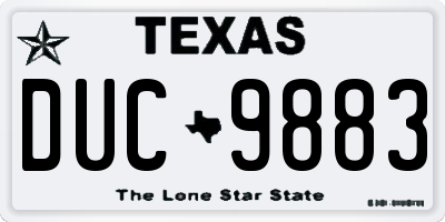 TX license plate DUC9883