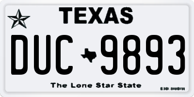 TX license plate DUC9893
