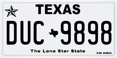TX license plate DUC9898
