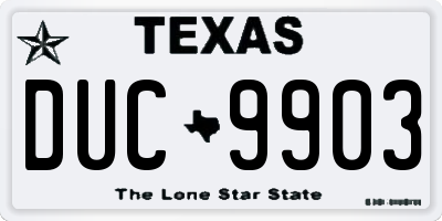 TX license plate DUC9903