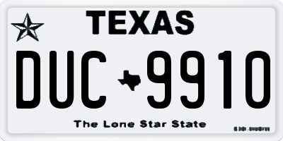 TX license plate DUC9910