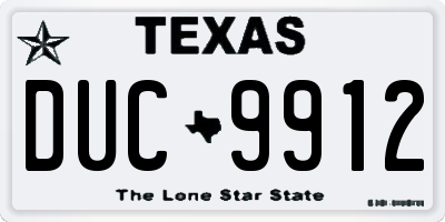 TX license plate DUC9912