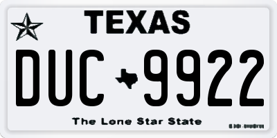 TX license plate DUC9922