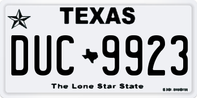 TX license plate DUC9923