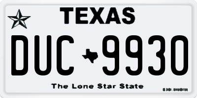 TX license plate DUC9930