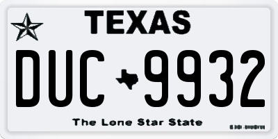TX license plate DUC9932