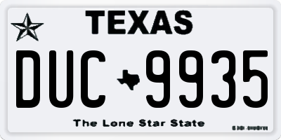 TX license plate DUC9935