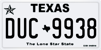 TX license plate DUC9938