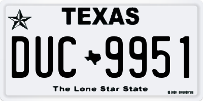 TX license plate DUC9951