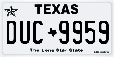 TX license plate DUC9959