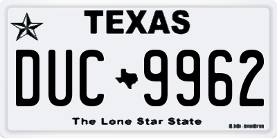 TX license plate DUC9962