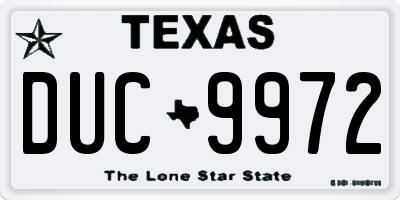 TX license plate DUC9972