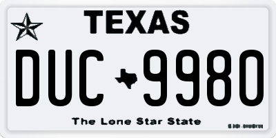 TX license plate DUC9980