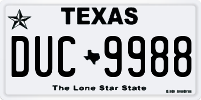 TX license plate DUC9988