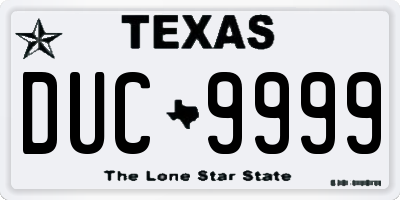 TX license plate DUC9999