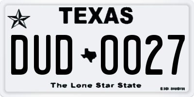 TX license plate DUD0027