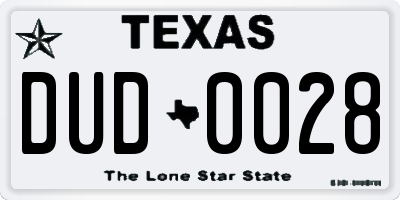 TX license plate DUD0028