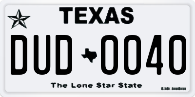 TX license plate DUD0040