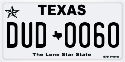 TX license plate DUD0060