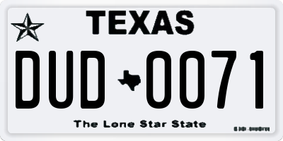 TX license plate DUD0071