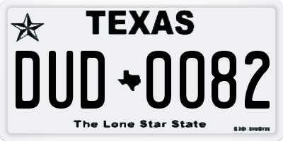 TX license plate DUD0082