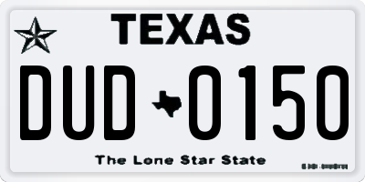 TX license plate DUD0150