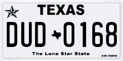 TX license plate DUD0168