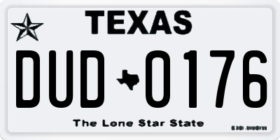 TX license plate DUD0176